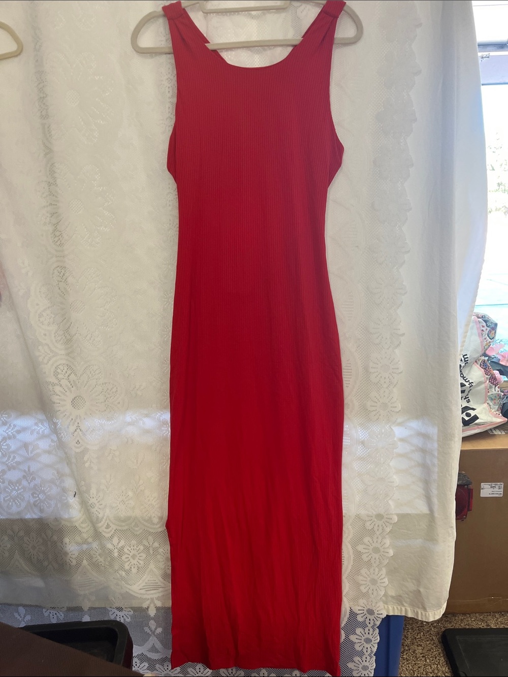 Chic me Red Ribbed Tank Maxi Dress NWOT XL
